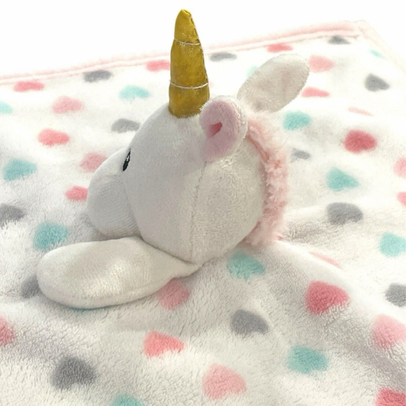 SL Home Fashions Unicorn Hearts Lovey Baby Girl Security Blanket Plush Toy Pink - Picture 7 of 16